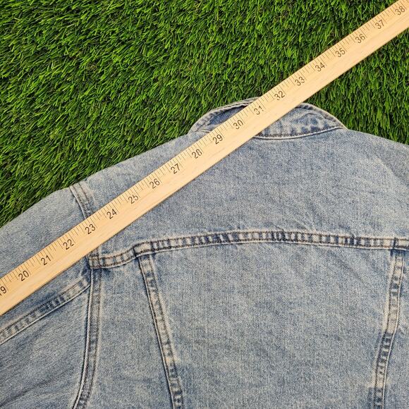 Vintage 80s LEE Denim Cropped Jacket Womens S/M 19x18 Faded - Picture 3 of 13